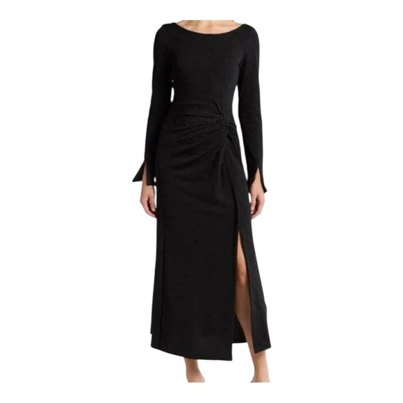 Free People Black Long Sleeve Slit Gown - Picture 1 of 7